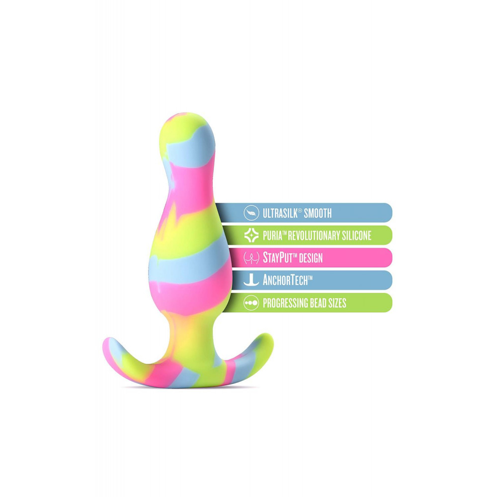 Секс игрушки - Анальная пробка разноцветная AVANT KALEIDO LIME 6
