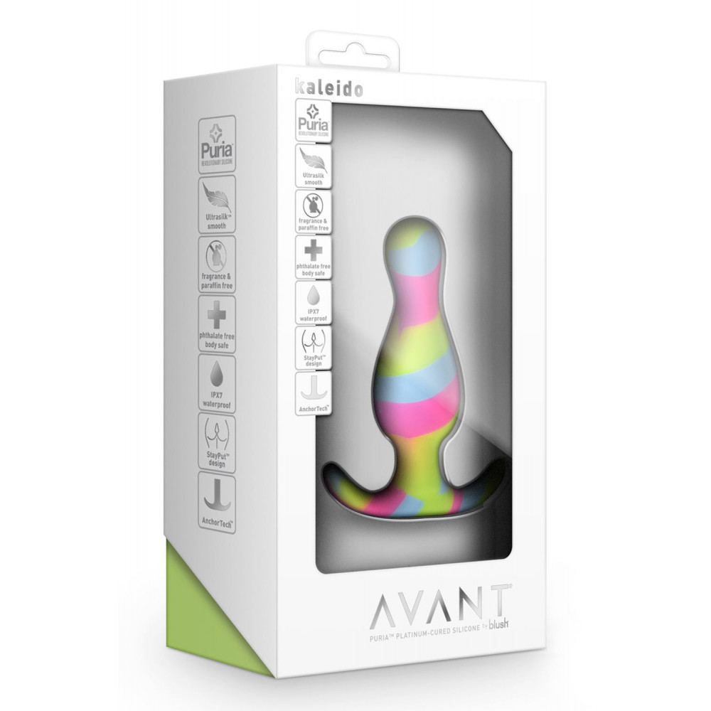 Секс игрушки - Анальная пробка разноцветная AVANT KALEIDO LIME 1