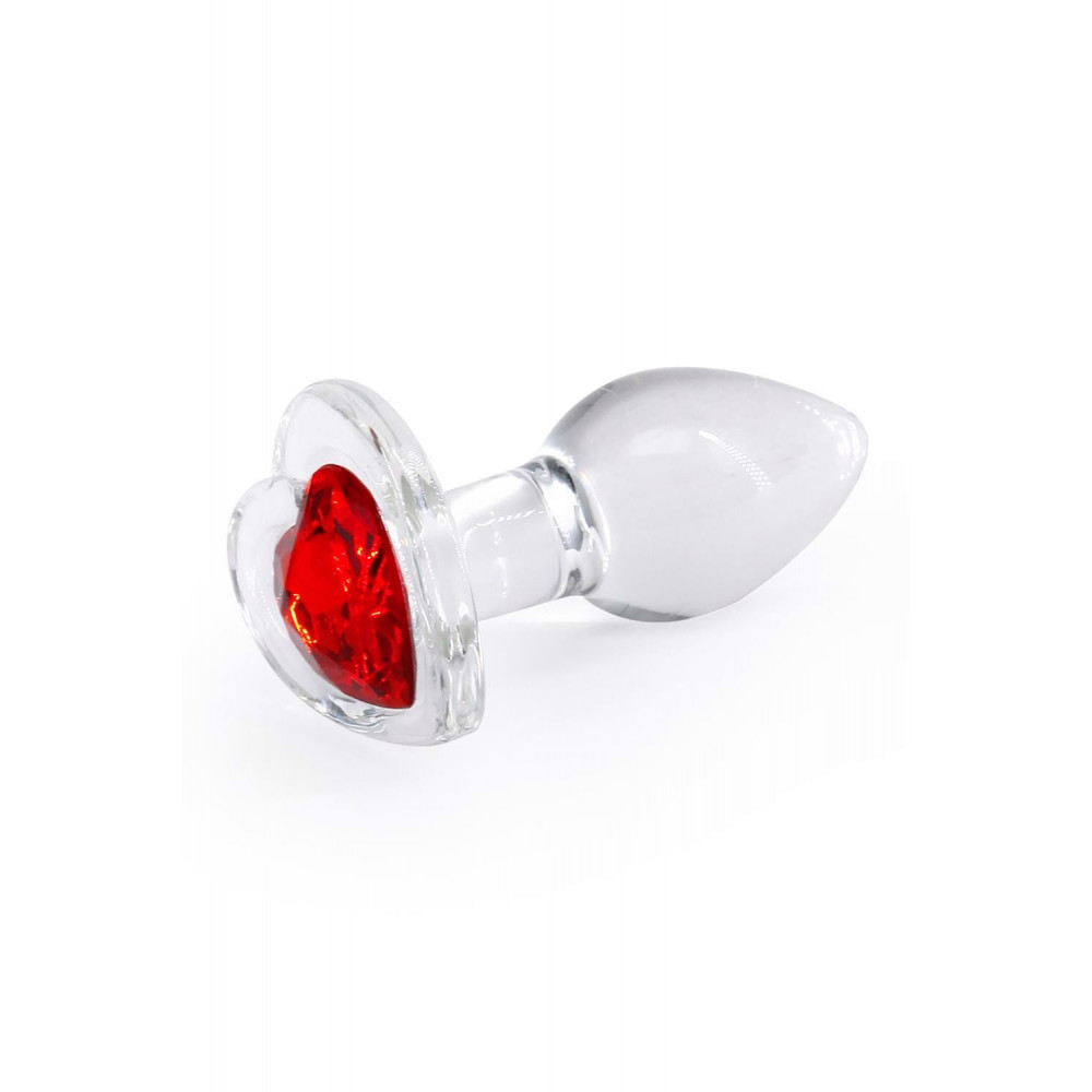 Секс игрушки - Анальная прозрачная пробка с сердцем NS Novelties Crystal Desires Red Heart стеклянная, Mini