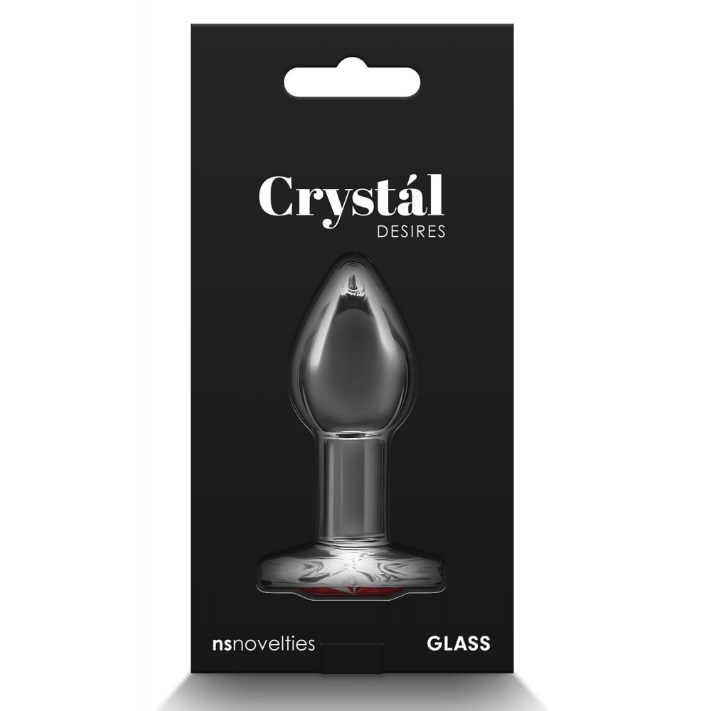 Секс игрушки - Анальная прозрачная пробка с сердцем NS Novelties Crystal Desires Red Heart стеклянная, Mini 3