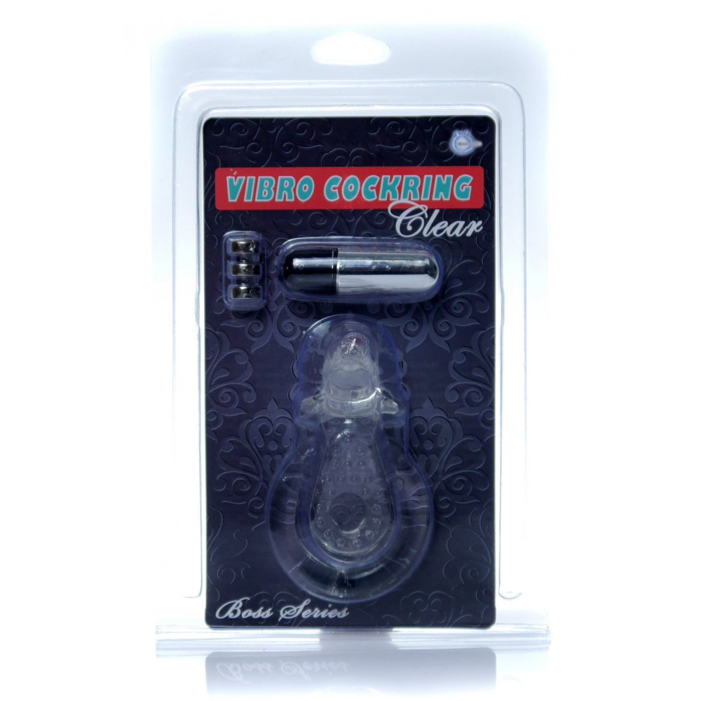 Эрекционные кольца и насадки на член - Эрекционное вибро кольцо BOSS - Dolphin Vibro CockRing Clear, BS6700050 1