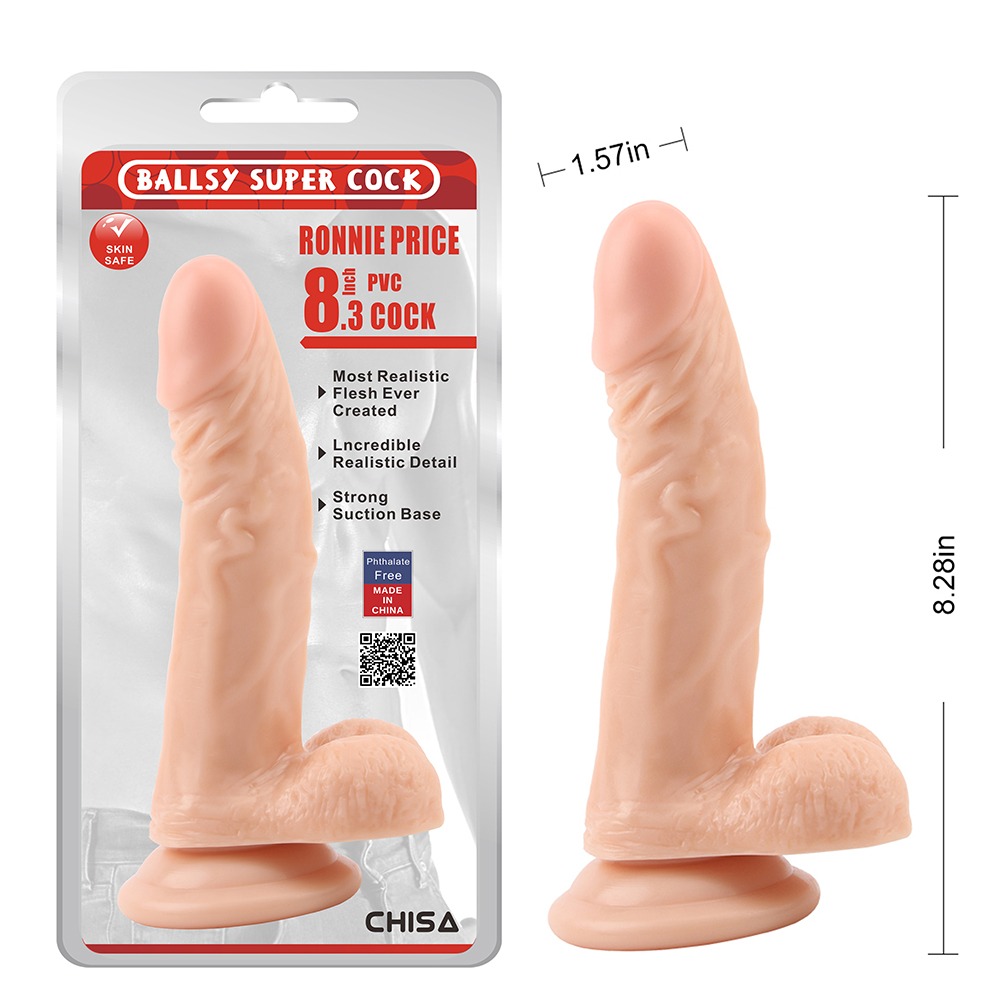 Секс игрушки - Фаллоимитатор реалистичный Chisa Ballsy Super Cock 8.3 с мошонкой, на присоске, бежевый