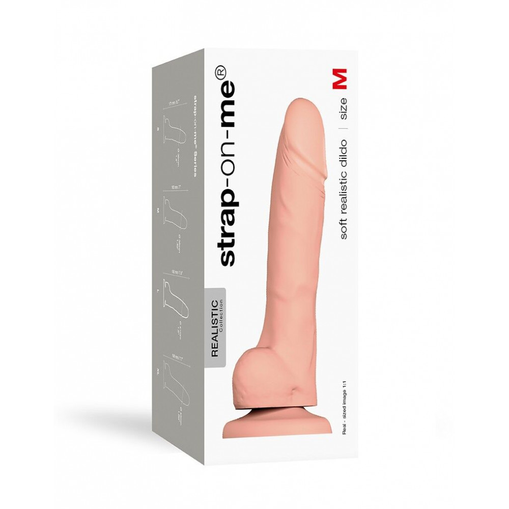 Фаллоимитаторы на присоске, двойные - Реалистичный фаллоимитатор Strap-On-Me SOFT REALISTIC DILDO Vanilla - Size M 1