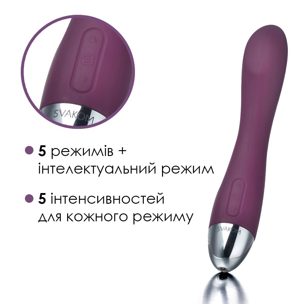 Стимулятор точки G - Вибратор для точки G с интеллектуальным режимом Svakom Amy Violet 6