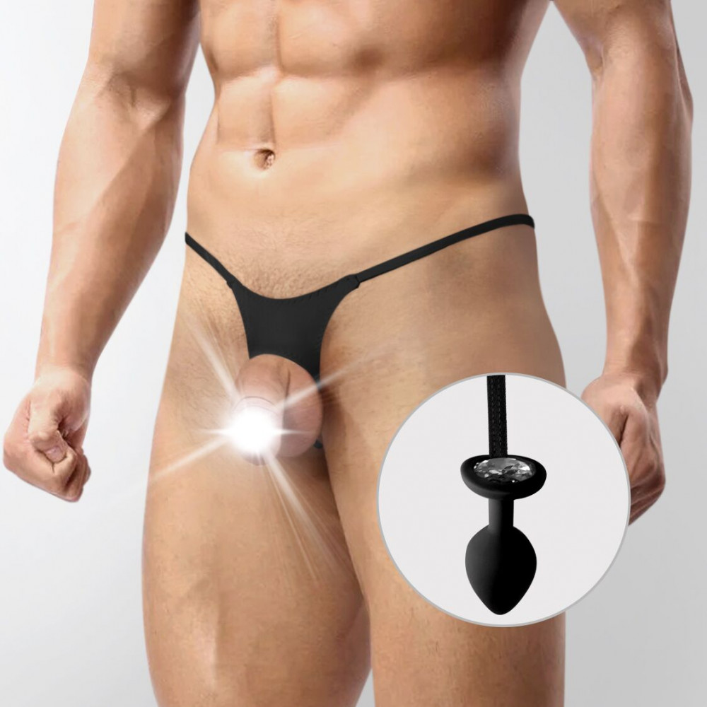 Стринги, трусы и шорты - Мужские трусы XS-2XL с силиконовой анальной пробкой Art of Sex -  Joni plug panties size S Black