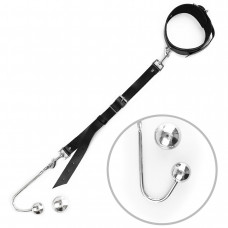 Анальный крюк 4 с ошейником из натуральной кожи Art of Sex - Anal hook, Черный