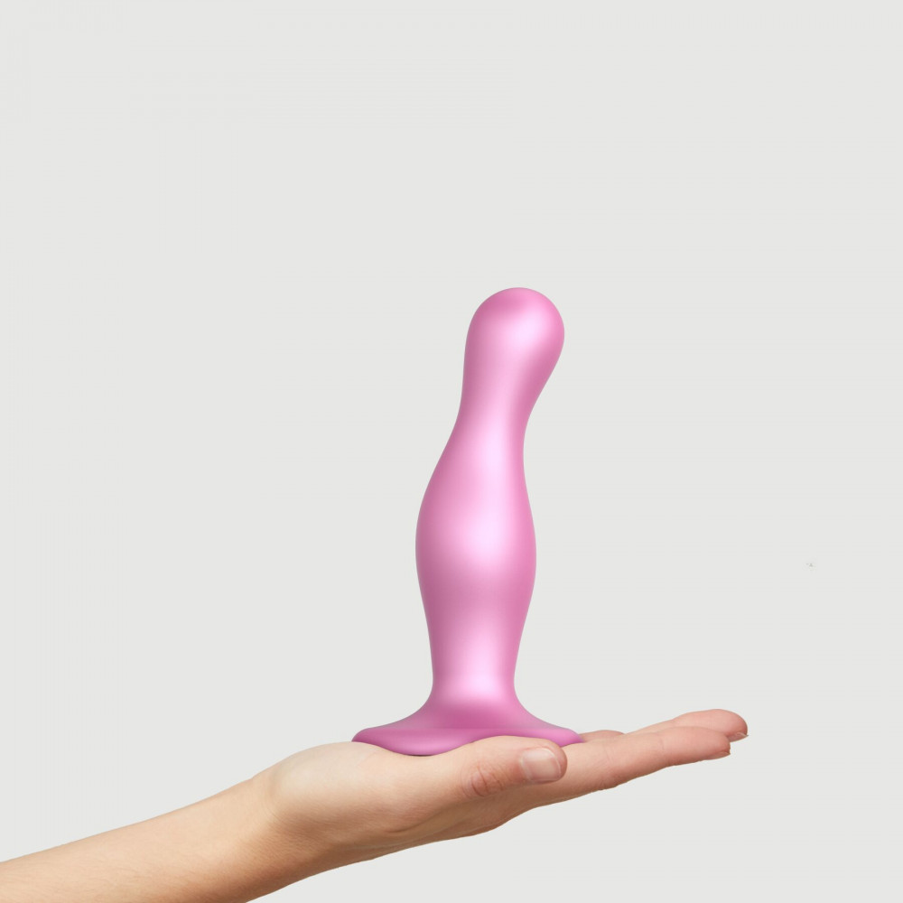 Страпон - Насадка для страпона Strap-On-Me Dildo Plug Curvy Rose Dragee Metallic M