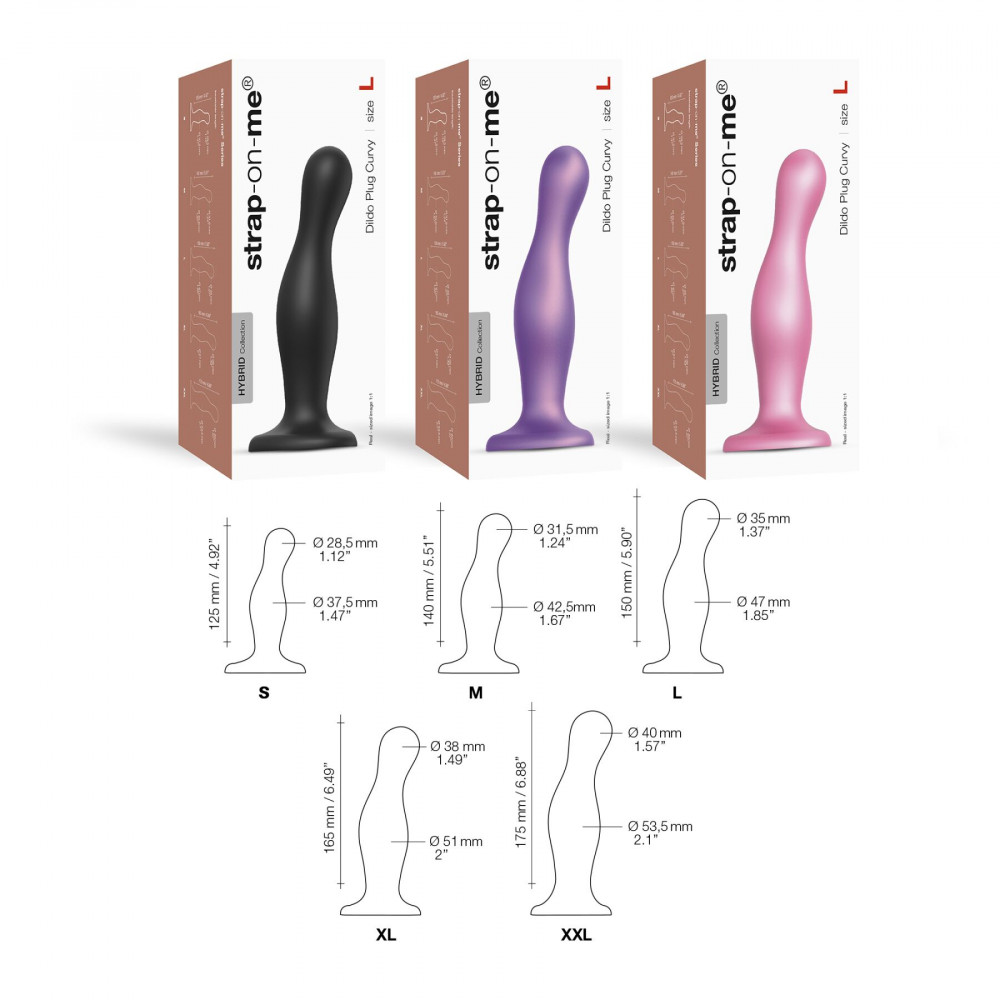 Страпон - Насадка для страпона Strap-On-Me Dildo Plug Curvy Rose Dragee Metallic M 2