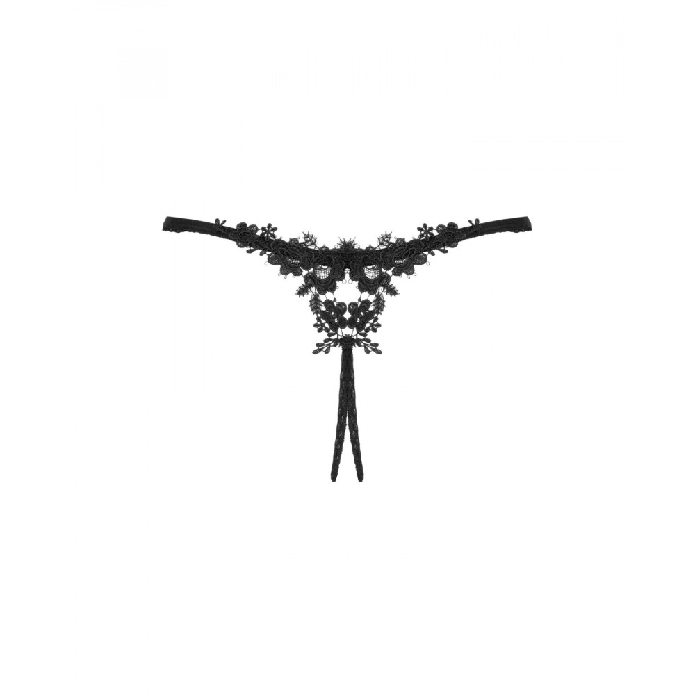 Сексуальные трусики - Прозрачные стринги с доступом Obsessive Celia Noir crotchless thong XS/S 2