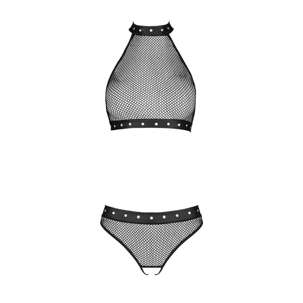 Эротические комплекты - Белье с открытым доступом Passion MOONLIGHT SET XXL/XXXL black, топ, стринги 3