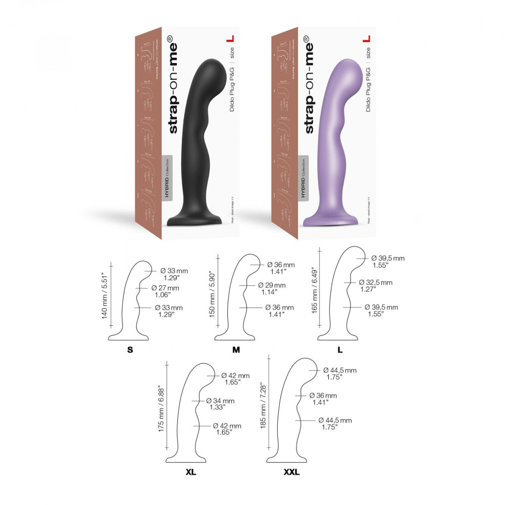 Страпон - Насадка для страпона Strap-On-Me Dildo Plug P&G Lilas Metallic L 3