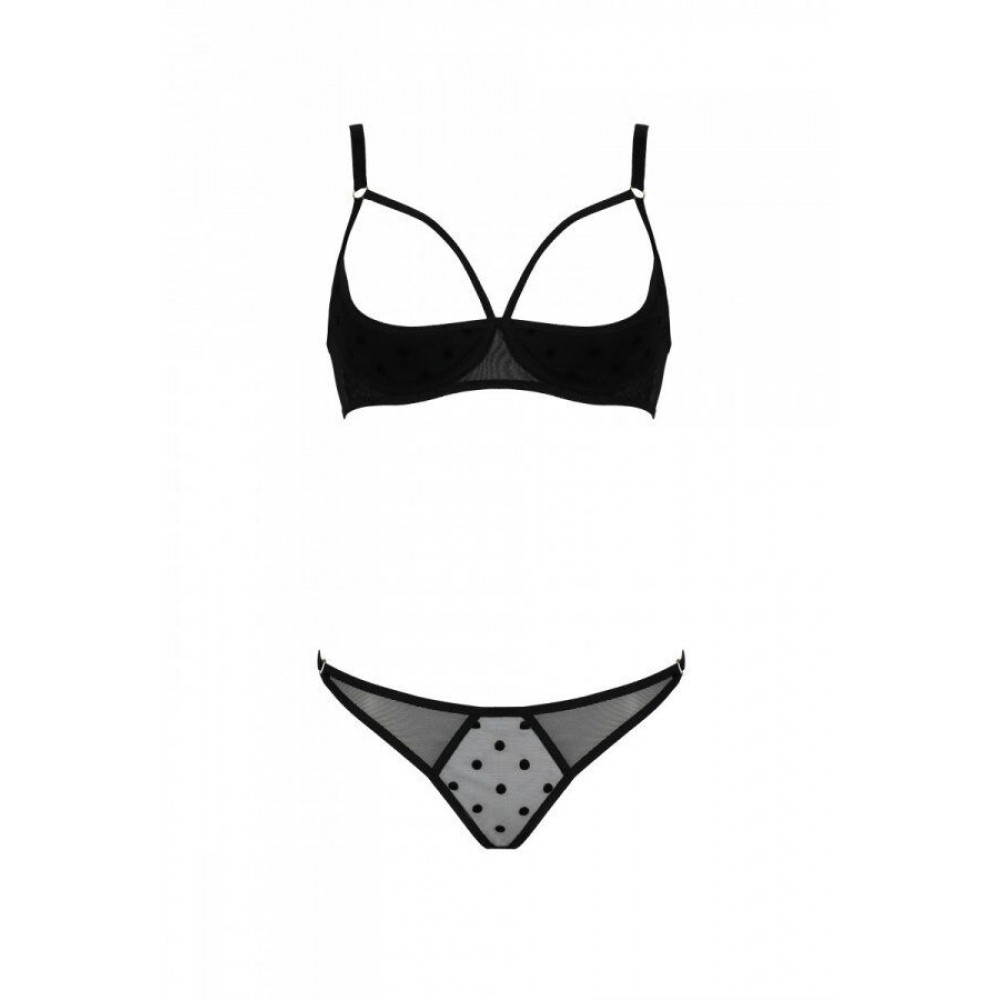 Эротические комплекты - Комплект MARINA SET WITH OPEN BRA black S/M - Passion 2