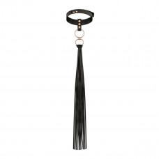 Ошейник с флоггером Rosy Gold - Collar with Flogger - Black