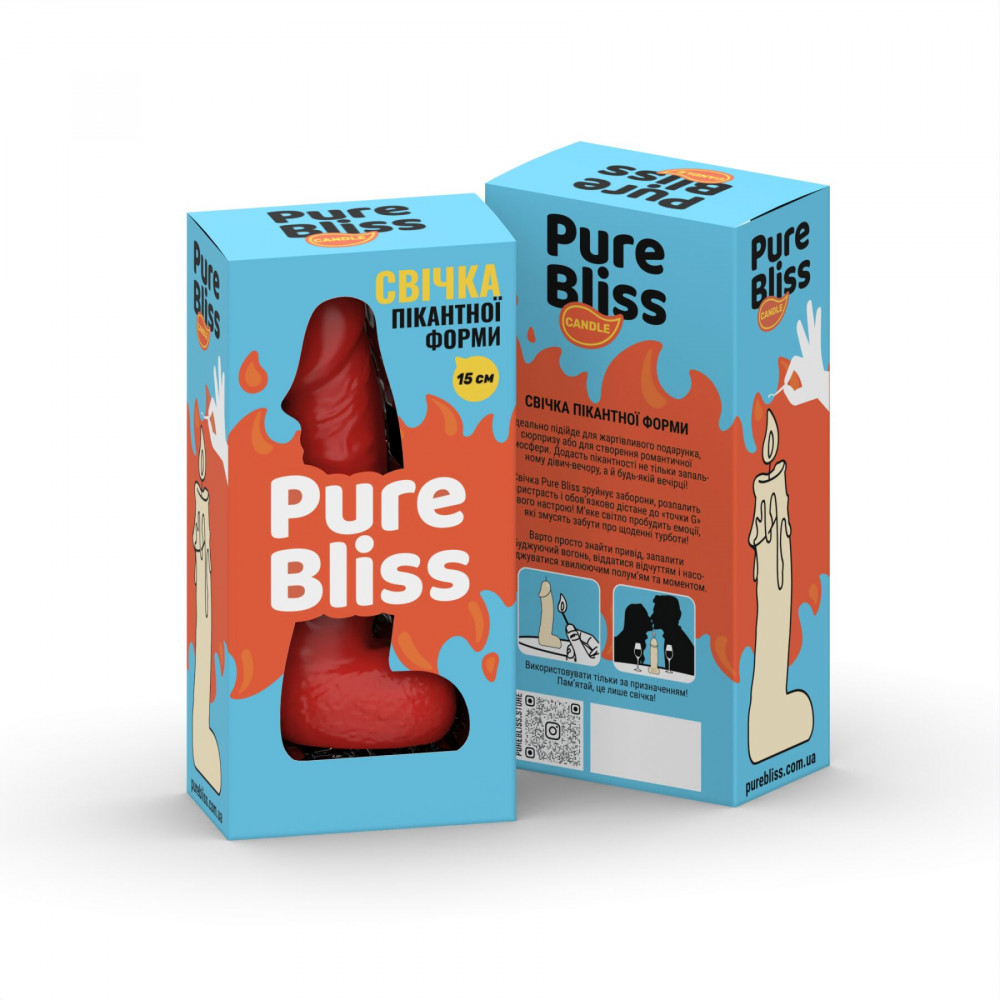 Секс приколы, Секс-игры, Подарки, Интимные украшения - Свеча в виде члена Pure Bliss MINI Red 15 см 6