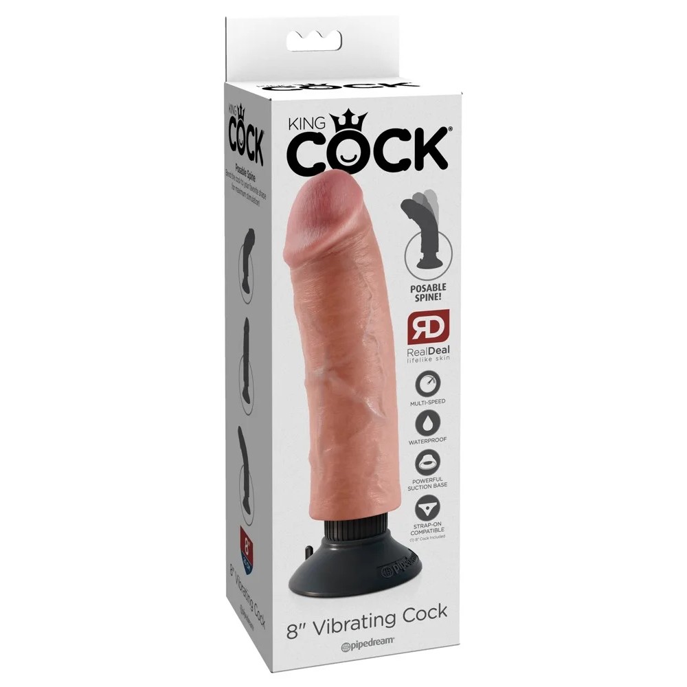Вибратор - Вибратор на присоске King Cock бежевый, 8'' 5