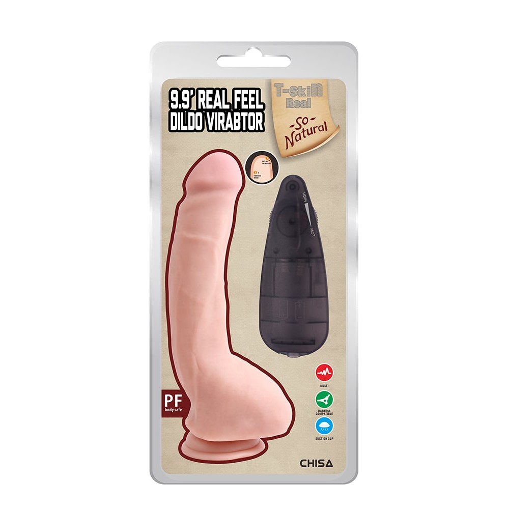 Секс игрушки - Вибратор большого размера на присоске Chisa T-skin ReaL с пультом, телесный 2