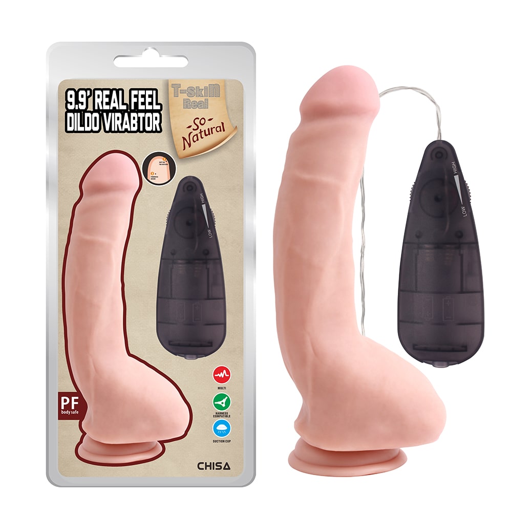 Секс игрушки - Вибратор большого размера на присоске Chisa T-skin ReaL с пультом, телесный