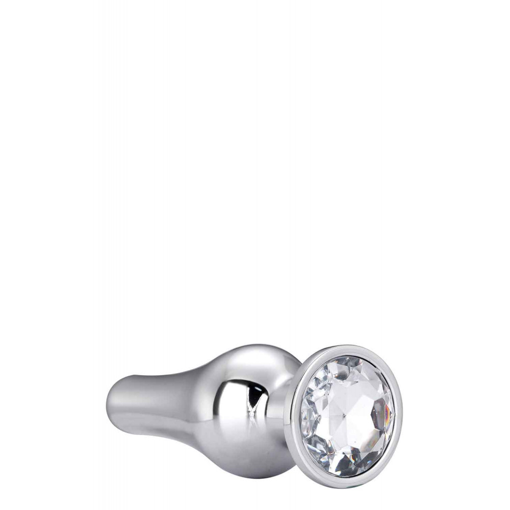 Анальная пробка со стразом - DT21824 Анальная пробка конической формы Dream Toys GLEAMING LOVE SILVER PLEASURE PLUG M 3