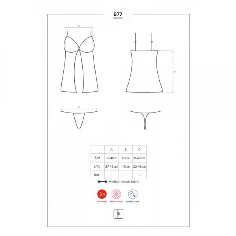 Эротические пеньюары и сорочки - Бебидолл Obsessive 877-BAB-1 babydoll & thong L/XL 5