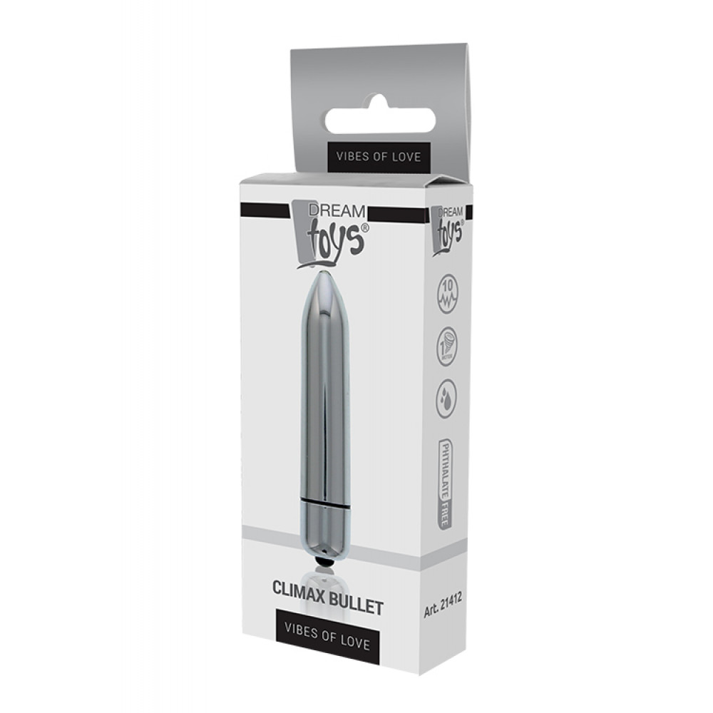 Вибропули  - Мини вибромассажер DREAM TOYS 10-SPEED CLIMAX BULLET SILVER 1