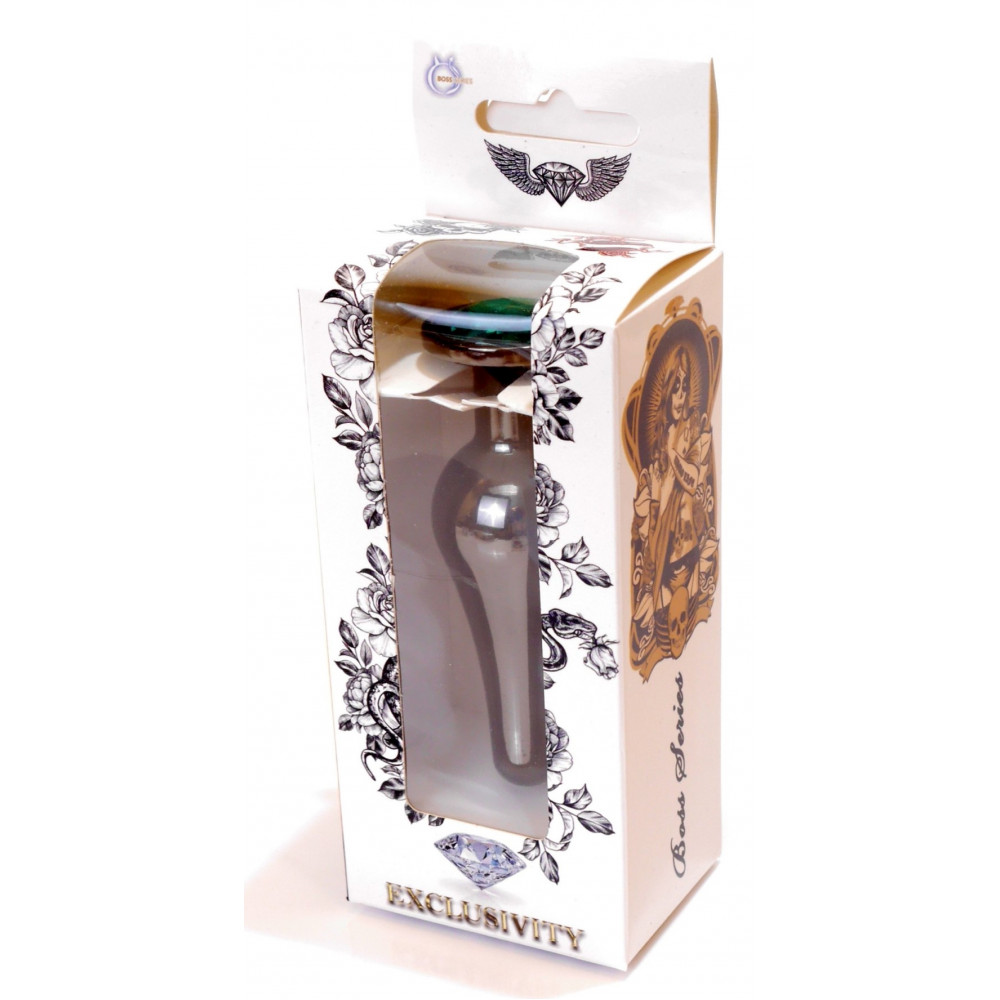 Анальные игрушки - Анальная пробка Boss Series - Jewellery Dark Silver BUTT PLUG Green, BS6400060 5
