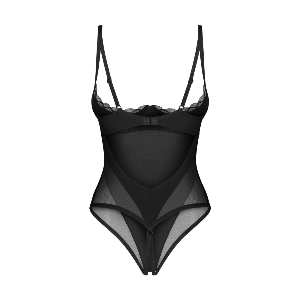 Эротическое белье - Боди с открытым бюстом и доступом Obsessive Stelisa черный, S/M 4
