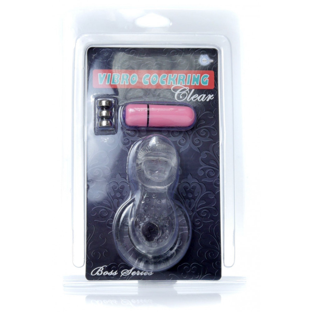 Эрекционные кольца и насадки на член - Эрекционное вибро кольцо BOSS - Tongue Vibro Cock Ring Clear, BS6700051 1