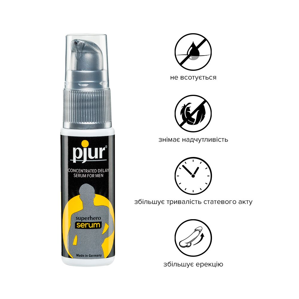 Мужские возбудители - Пролонгирующий гель pjur Superhero Serum 20 мл, создает невидимую пленку снижающую чувствительность 2