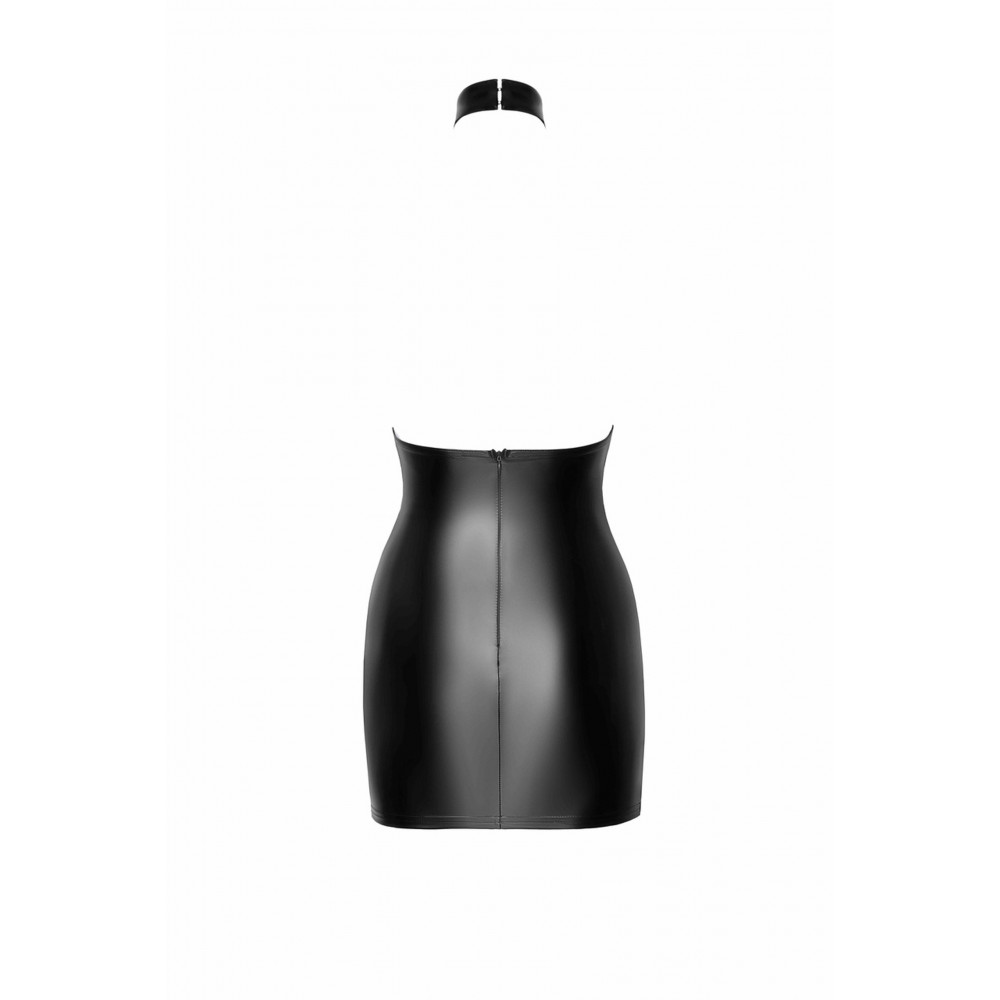 Эротическое белье - Платье виниловое с полупрозрачным верхом F311 Noir Handmade Eros, с цветочным узором, черное, M 2