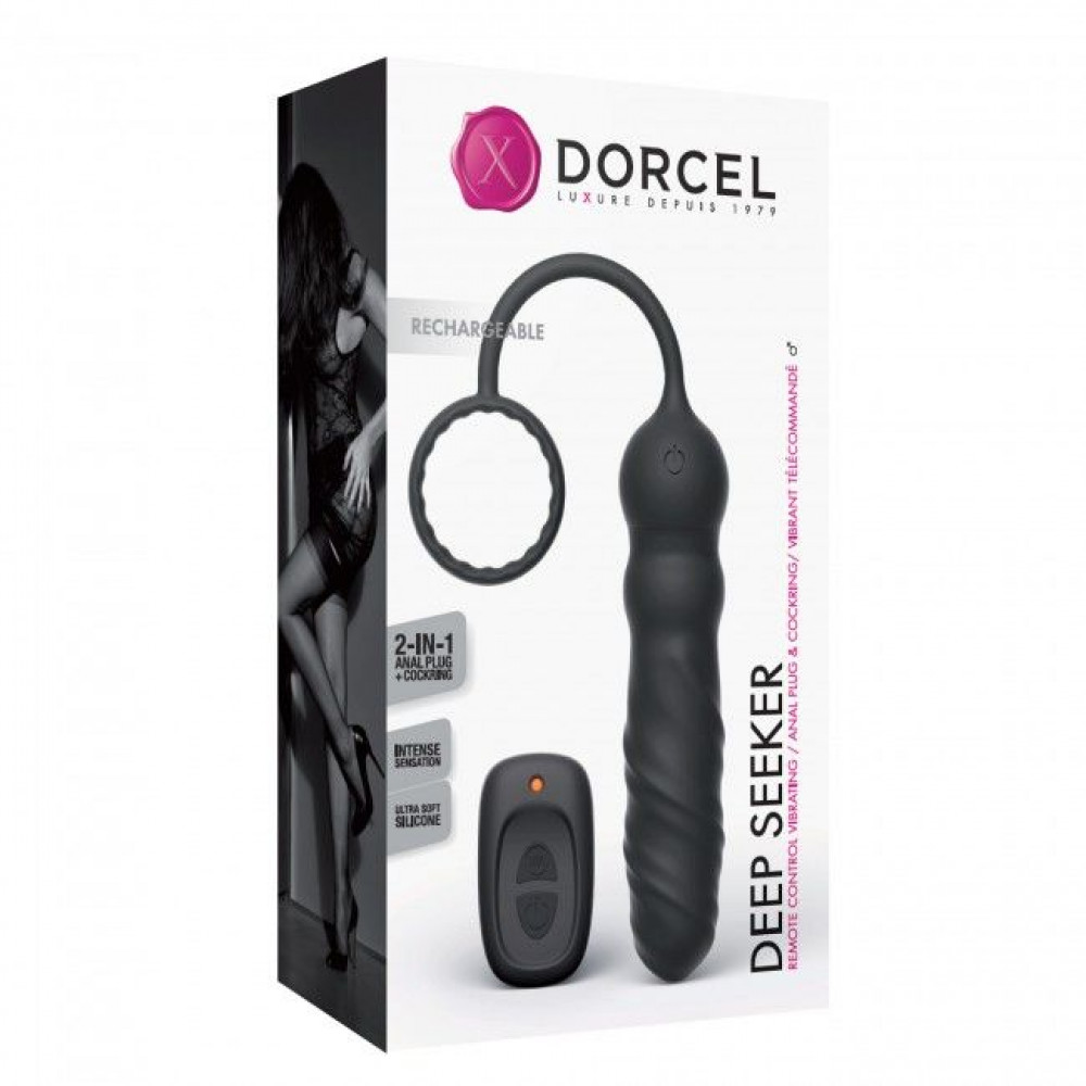 Анальные игрушки - Анальный вибратор Dorcel Deep Seeker с эрекционным кольцом и пультом ДУ 1