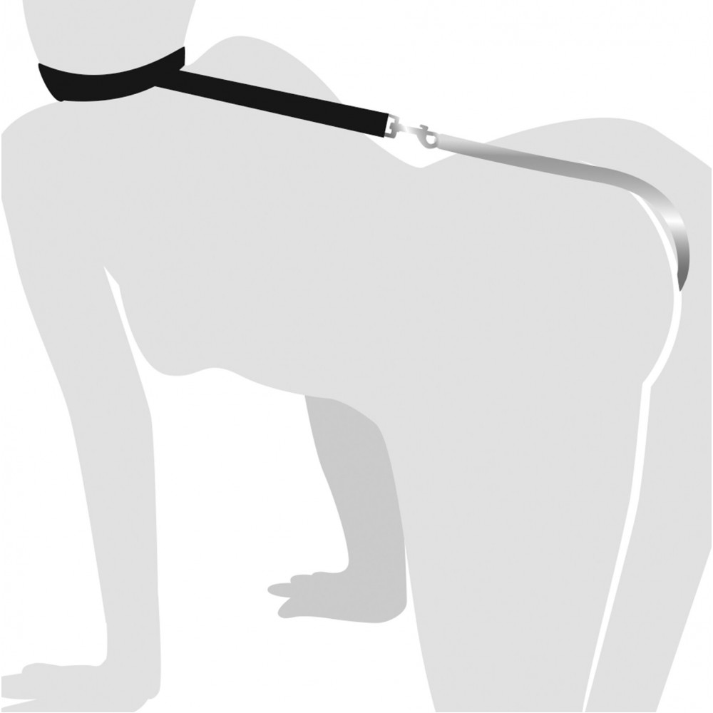 Ошейники, поводки - Анальный крюк с ошейником из натуральной кожи Art of Sex - Anal hook, Черный 3