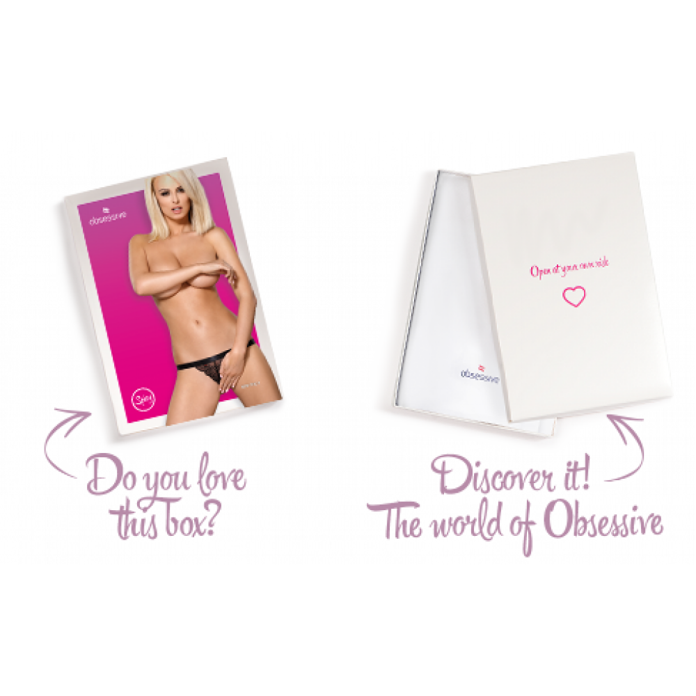 Сексуальные трусики - Кружевные танга с доступом Obsessive 828-THC-1 crotchless thong S/M, черные 1