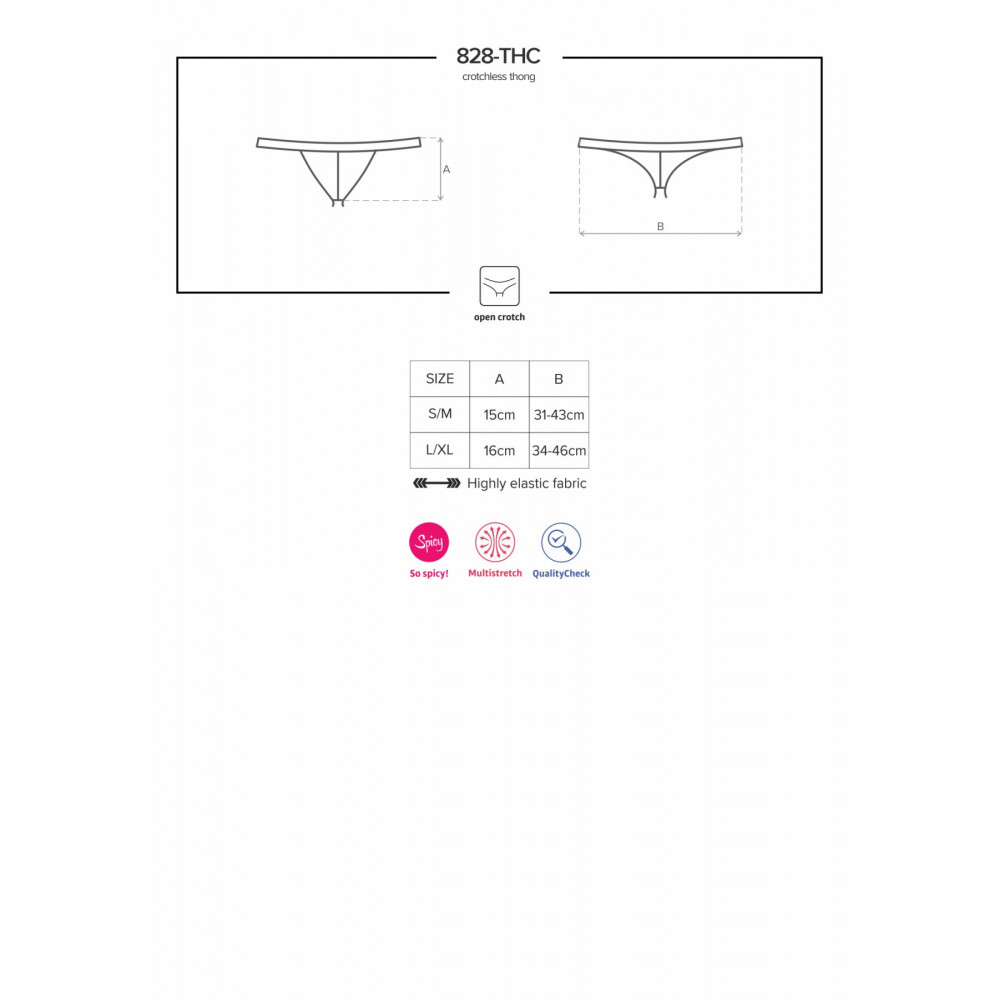 Сексуальные трусики - Кружевные танга с доступом Obsessive 828-THC-1 crotchless thong S/M, черные 2