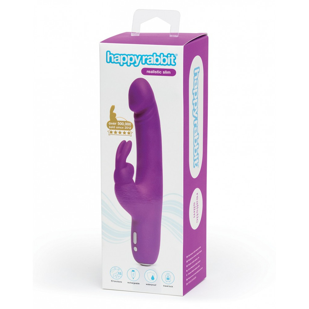 Вибратор-кролик - Вибратор кролик HAPPY RABBIT Slimline Realistic Rechargeabl 1