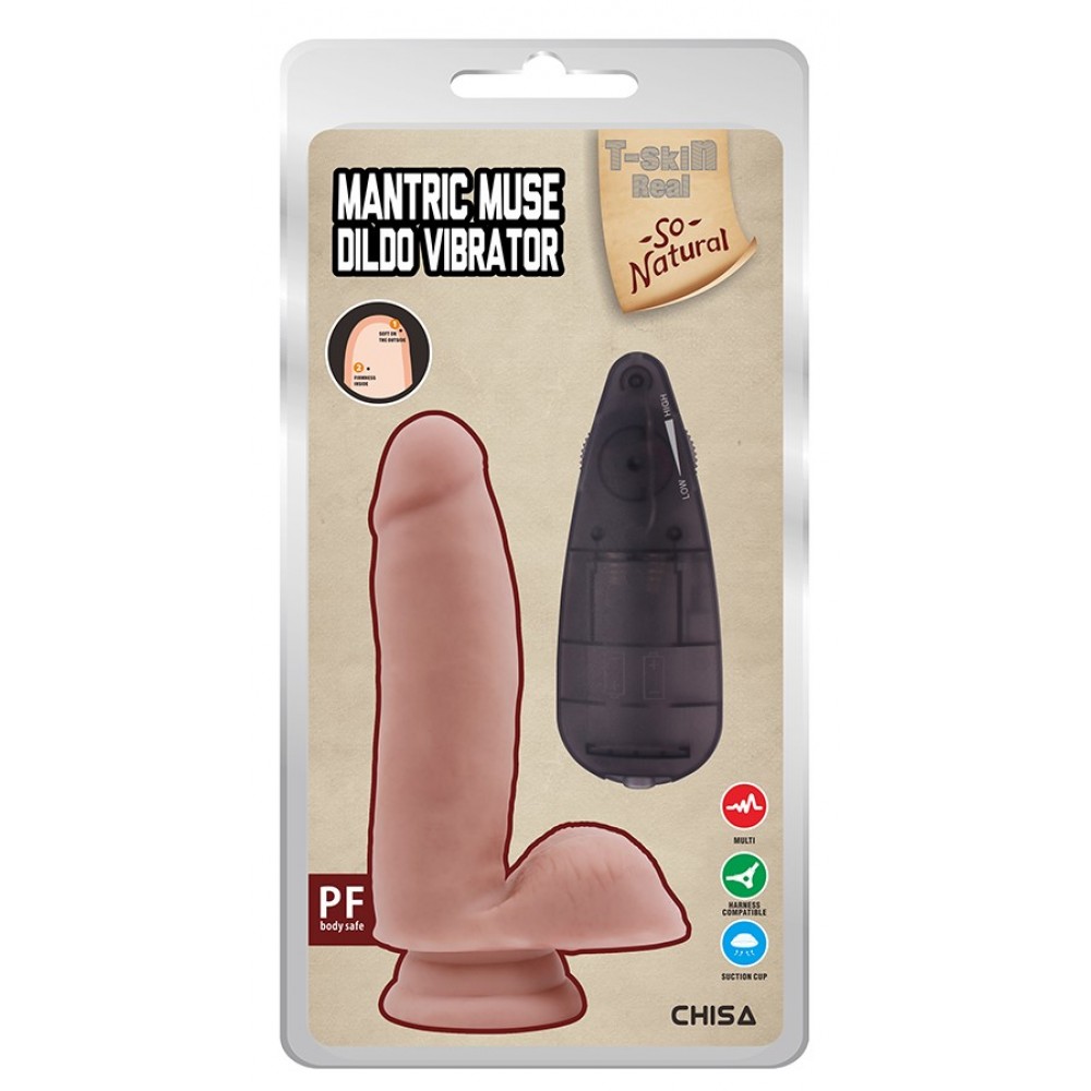 Вибратор - Вибратор реалистичный Chisa T-skin ReaL, с пультом, бежевый, 17.5 х 3.8 см 1