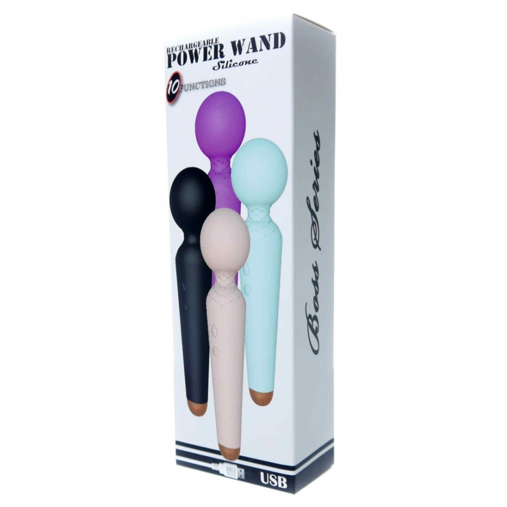 Вибромассажеры - Вибро-Микрофон голубой Rechargeable Power Wand USB 10 Functions 2