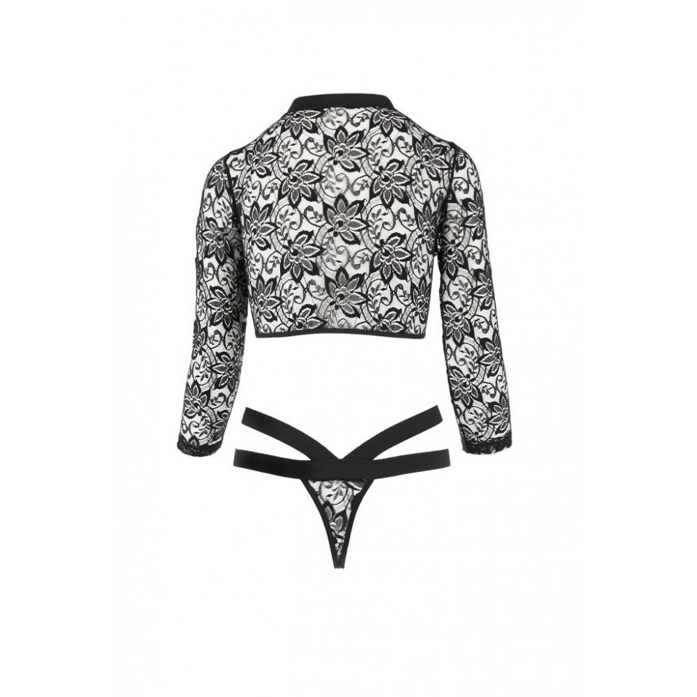 Эротическое белье - Боди с длинными рукавами и открытой грудью LETICIA BODY black S/M - Passion 1