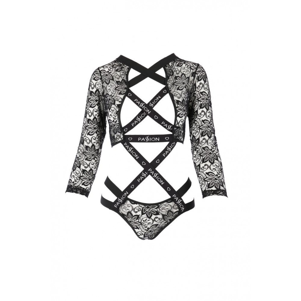 Эротическое белье - Боди с длинными рукавами и открытой грудью LETICIA BODY black S/M - Passion 2