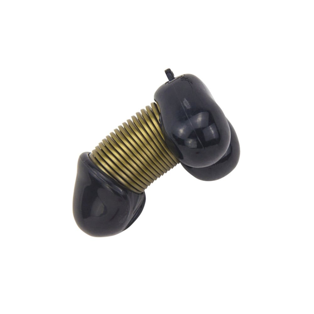 Секс игрушки - Брелок в виде пениса на пружине Roomfun SEXY MOBILE Key Ring черно-золотой