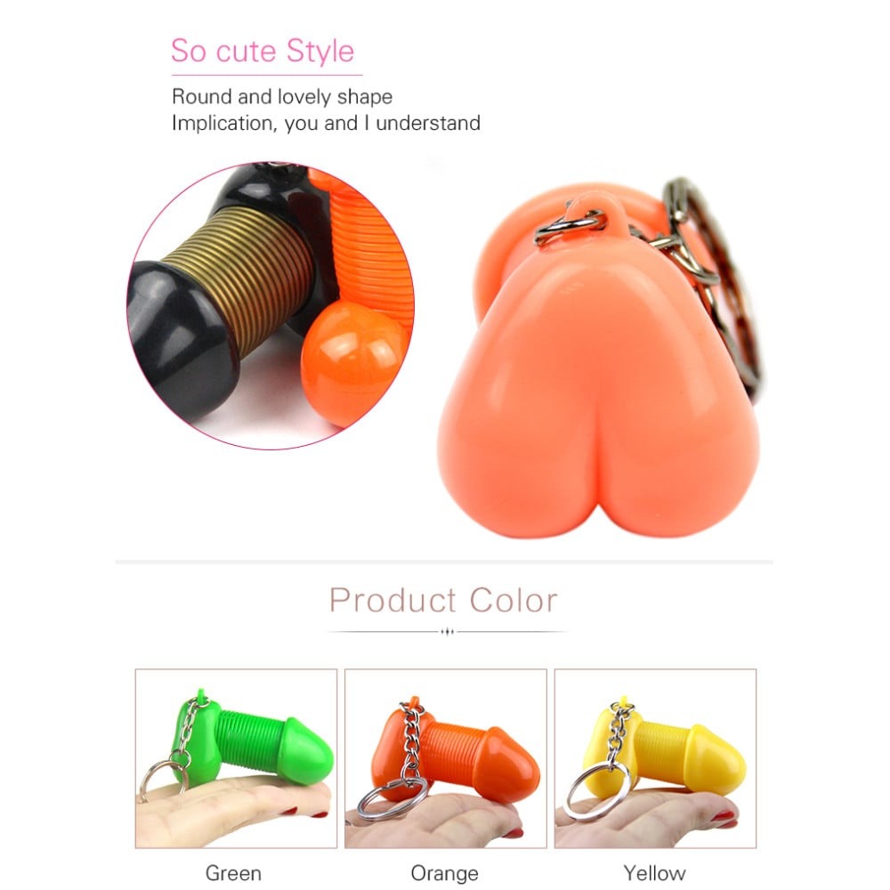 Секс игрушки - Брелок в виде пениса на пружине Roomfun SEXY MOBILE Key Ring черно-золотой 1