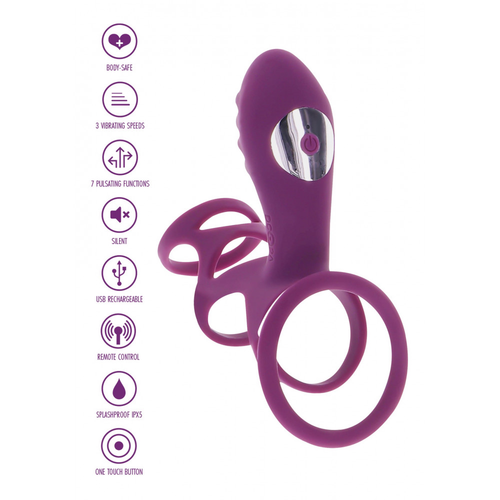 Секс игрушки - Эрекционное вибро кольцо ToyJoy Halo Halo C-Ring Sleeve с клиторальным отростком, фиолетовое 2