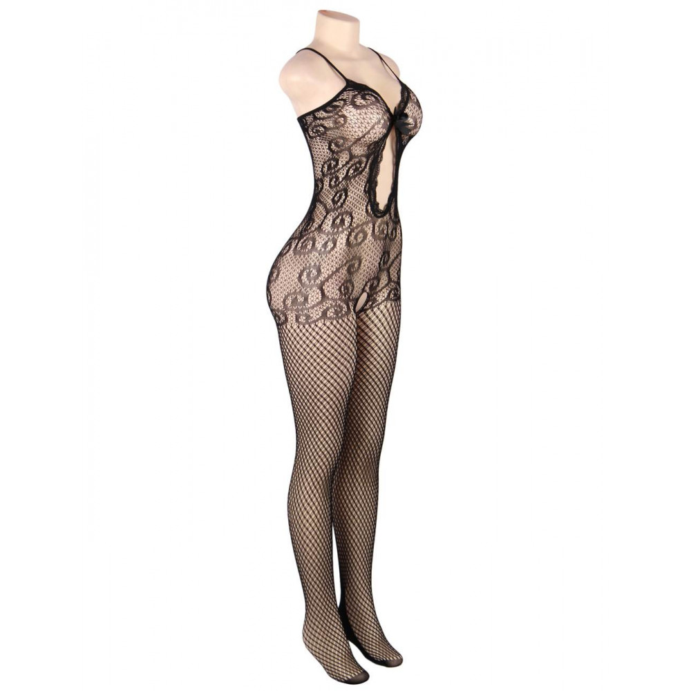 Бодистокинг - Бодистокинг сеткой и с ажурными вставками Star Night черный, L-2XL(Plus Size) 3