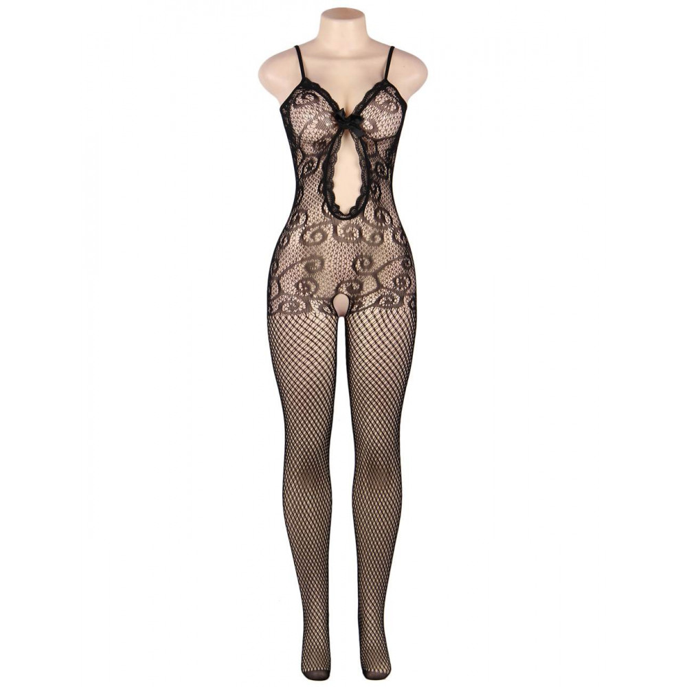 Бодистокинг - Бодистокинг сеткой и с ажурными вставками Star Night черный, L-2XL(Plus Size) 2