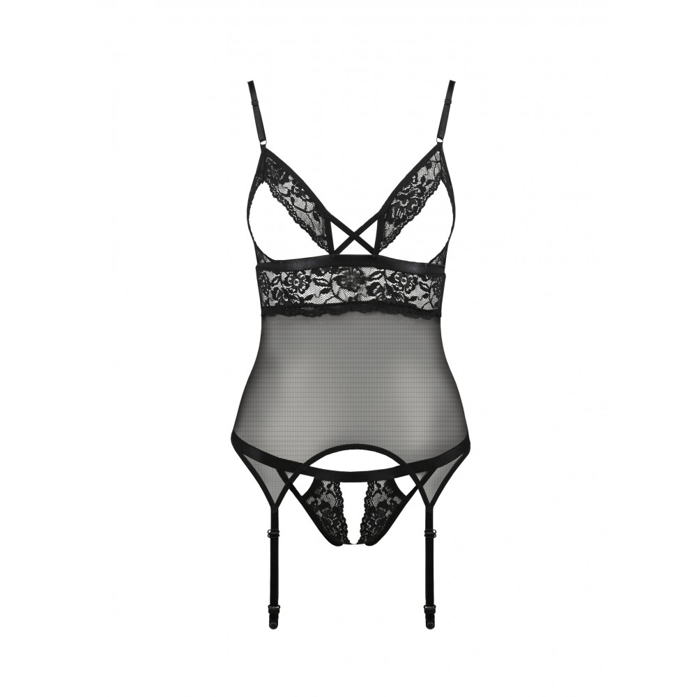 Эротическое белье - Корсет с открытой грудью S/M black DIABOLINA CORSET - Passion 2