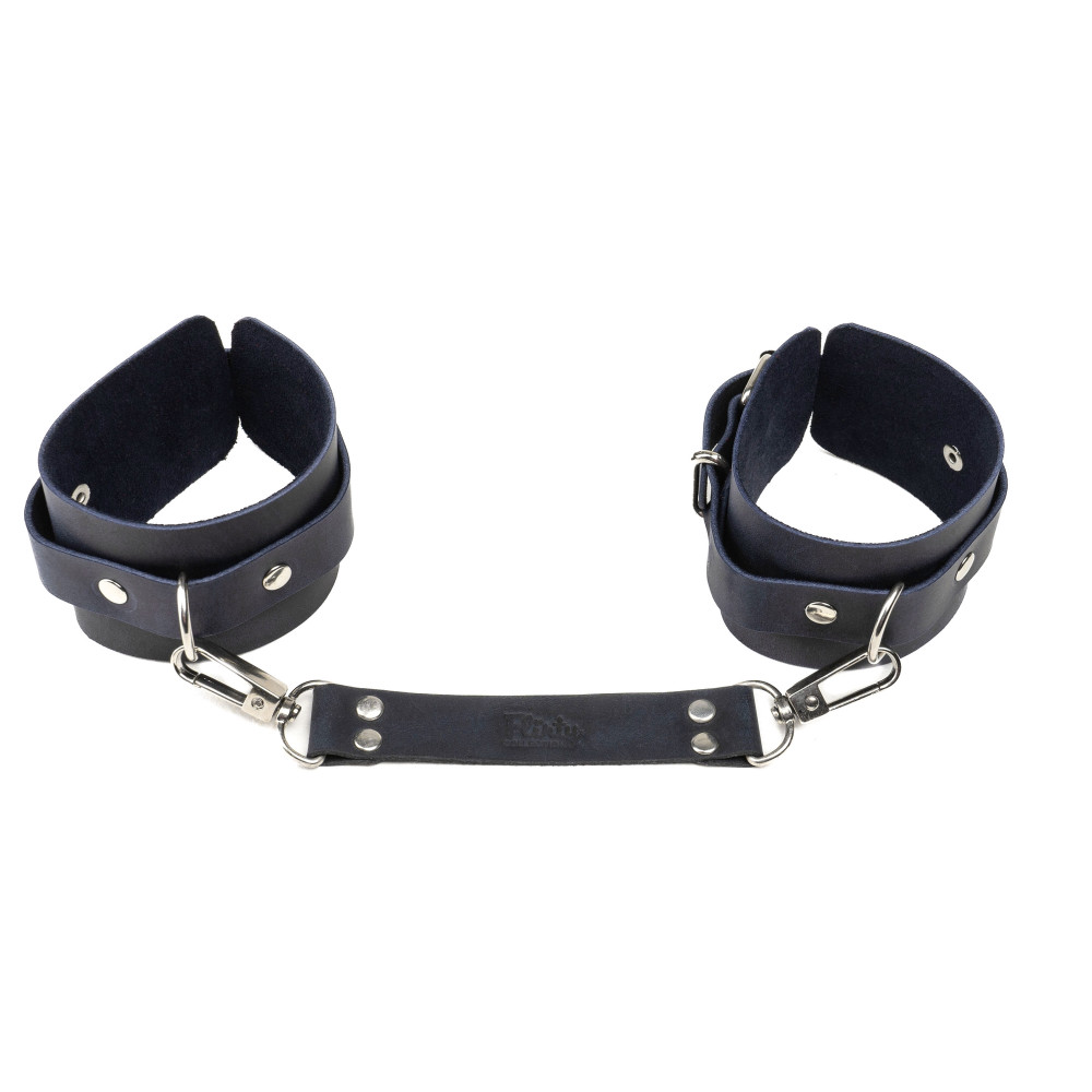 Электростимуляторы - Наручники из натуральной кожи Flirty Leather -  Dark Blue, KC00018 2