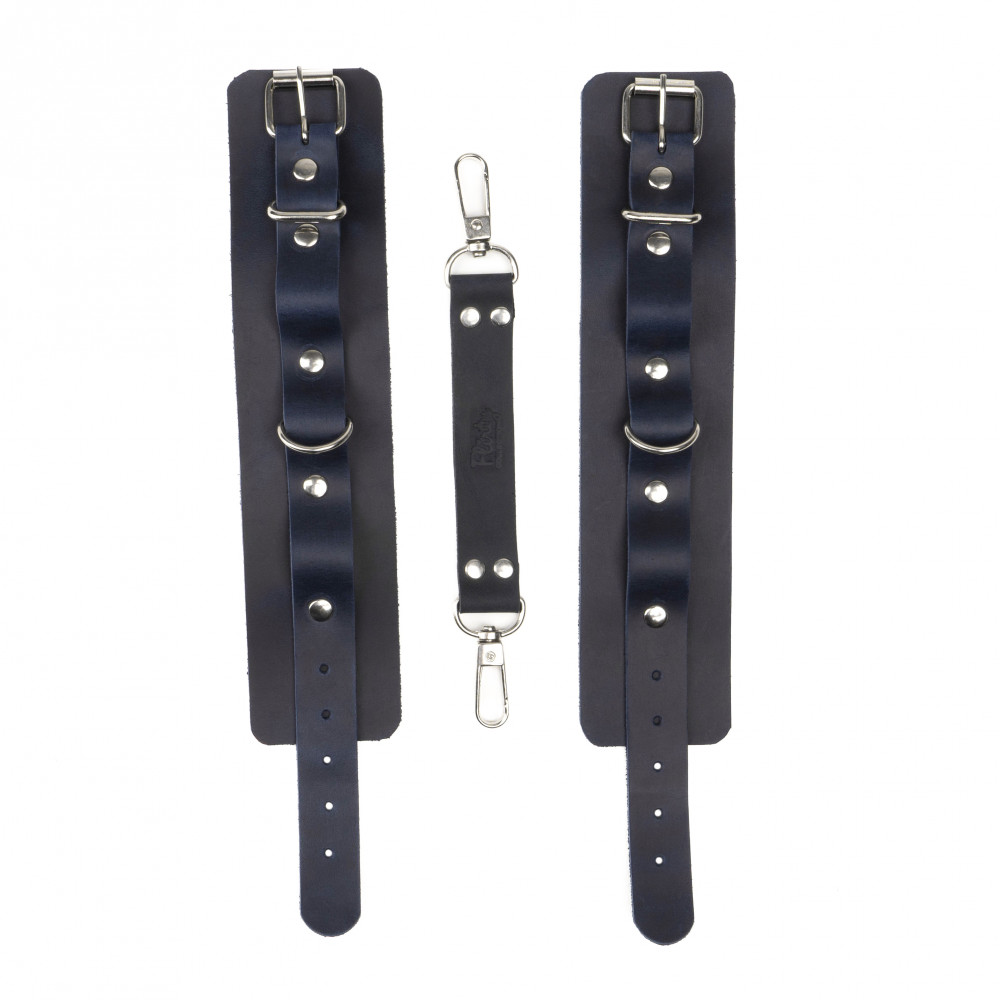 Электростимуляторы - Наручники из натуральной кожи Flirty Leather -  Dark Blue, KC00018 1