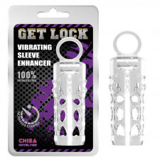 Насадка на член рельефная Chisa Get Lock с кольцом на мошонку и местом для вибропули, прозрачная