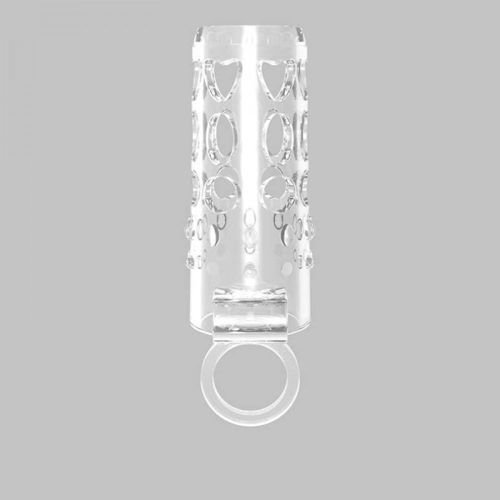 Секс игрушки - Насадка на член рельефная Chisa Get Lock с кольцом на мошонку и местом для вибропули, прозрачная 2
