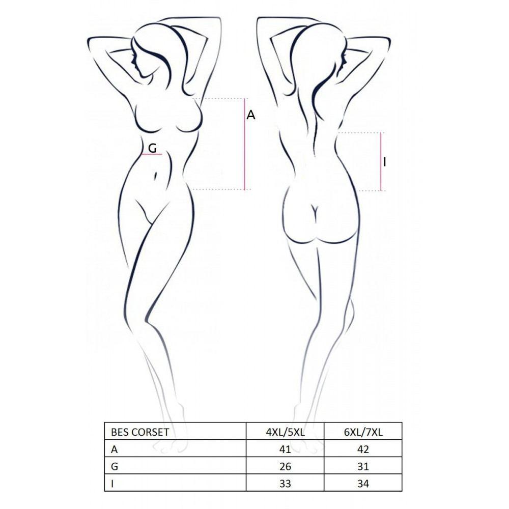 Эротические корсеты - Корсет под латекс с пажами BES CORSET black 4XL/5XL - Passion, стринги, шнуровка 1