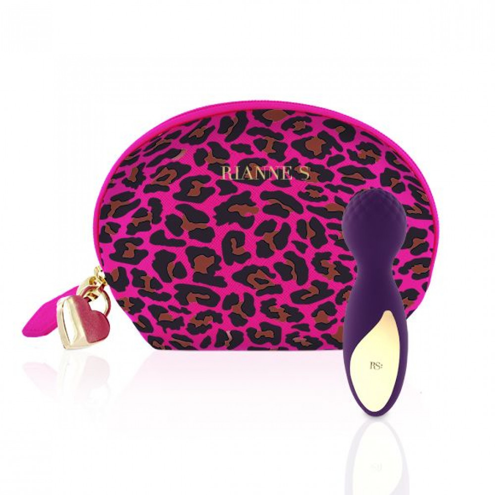 Вибромассажеры - Мини вибромассажер Rianne S: Lovely Leopard Purple, 10 режимов работы, косметичка-чехол